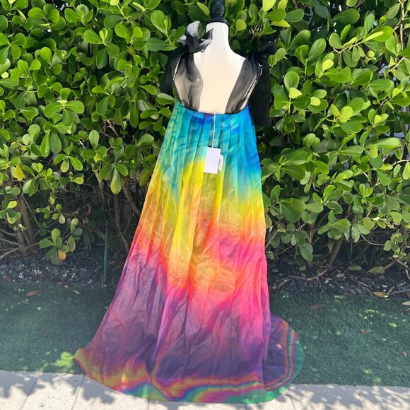 PASKAL Printed Rainbow Bubble Dress Gown Bow Straps S Pride - Picture 8 of 16